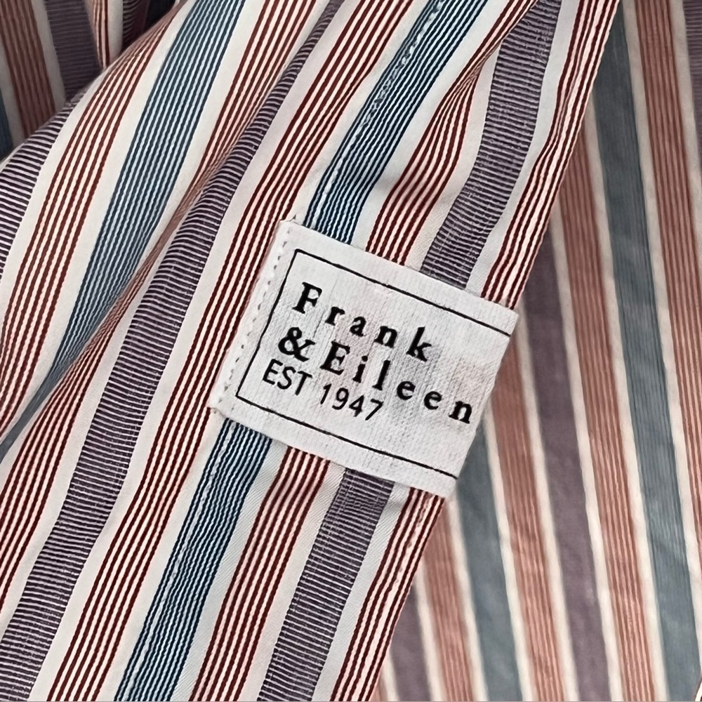 Frank & Eileen Eileen Italian Cotton Stripe Button Down Shirt Large - Picture 6 of 8